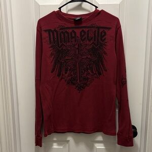 MMA Elite Red Graphic Long Sleeve Men's Tee